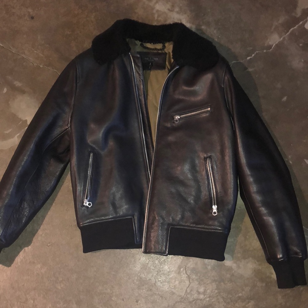 Rag & Bone Leather Bomber Jacket